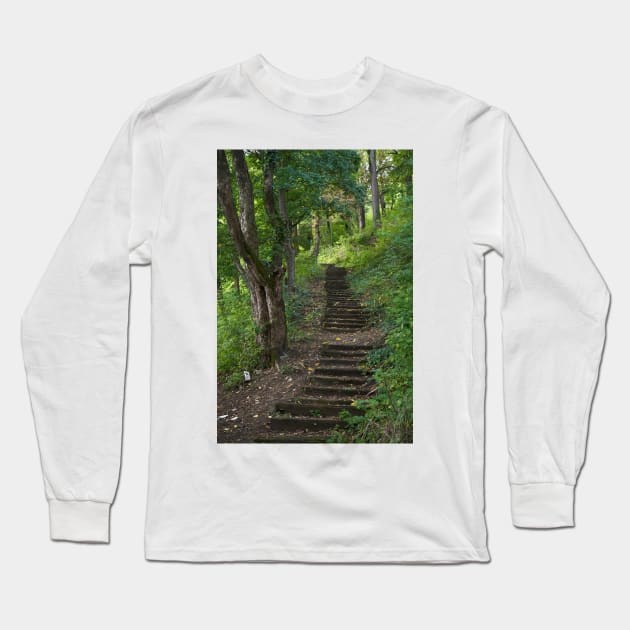 Old stairs in the forest Long Sleeve T-Shirt by naturalis